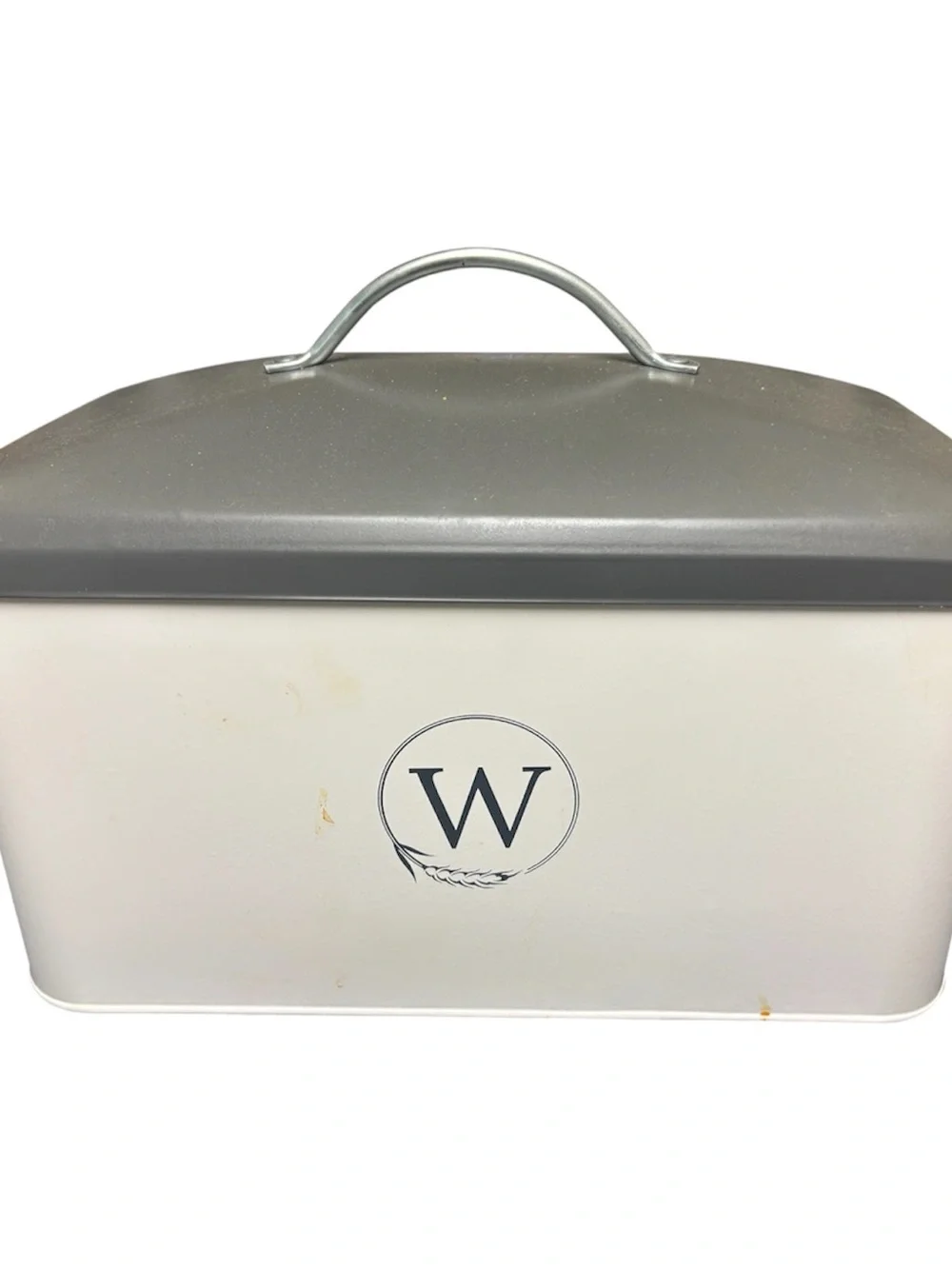 Grey and Cream Bread Box with Monogram